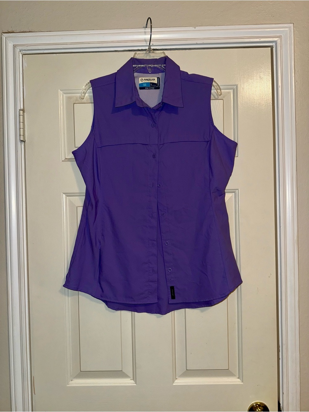 Magellan Outdoors Sleeveless Button-Front Top Lavender Purple